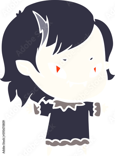 flat color style cartoon friendly vampire girl