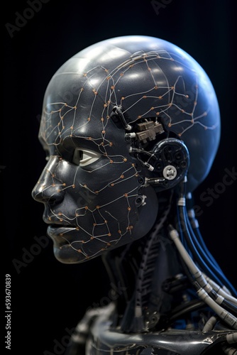 illustration, humanoid head, ai generative