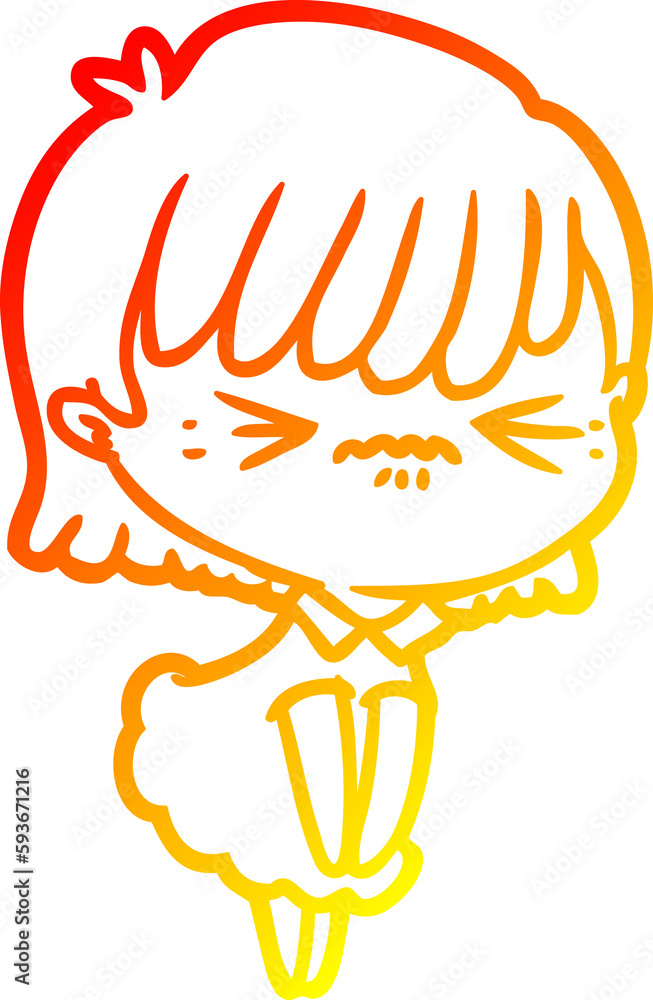 warm gradient line drawing annoyed cartoon girl warm gradient line drawing annoyed cartoon girl
