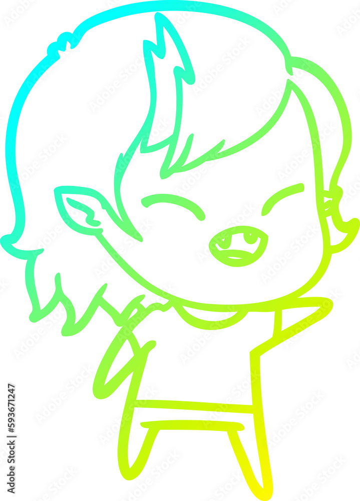 cold gradient line drawing cartoon laughing vampire girl cold gradient line drawing cartoon laughing vampire girl