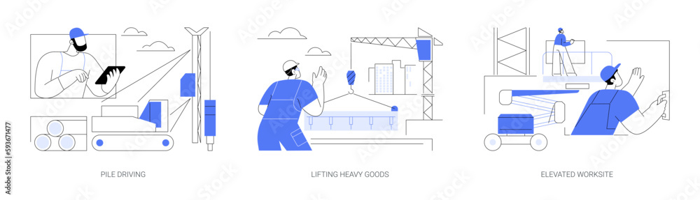Construction site equipment abstract concept vector illustrations. Construction site equipment abstract concept vector illustrations.