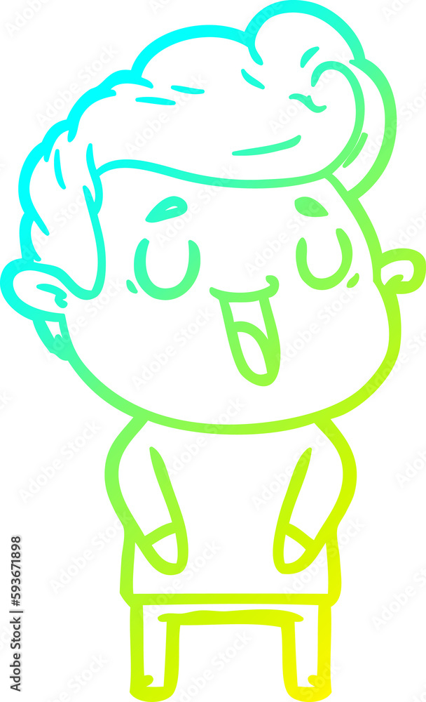 Obraz premium cold gradient line drawing happy cartoon man