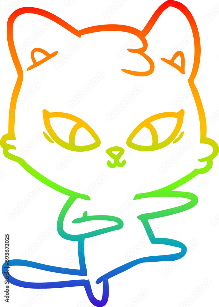 rainbow gradient line drawing cute cartoon cat rainbow gradient line drawing cute cartoon cat