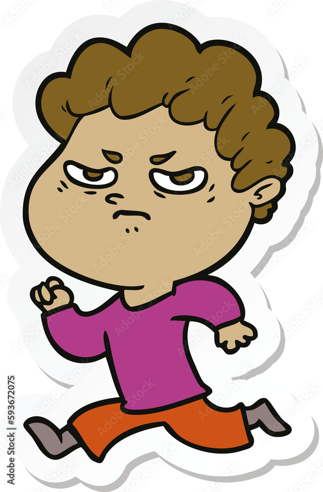 sticker of a cartoon angry man