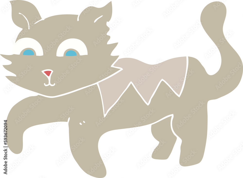 flat color illustration of a cartoon cat flat color illustration of a cartoon cat