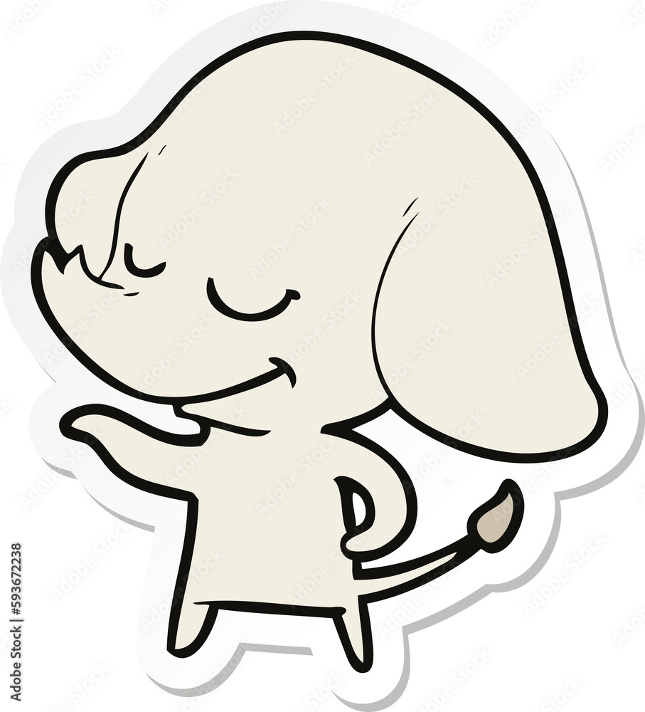 sticker of a cartoon smiling elephant sticker of a cartoon smiling elephant