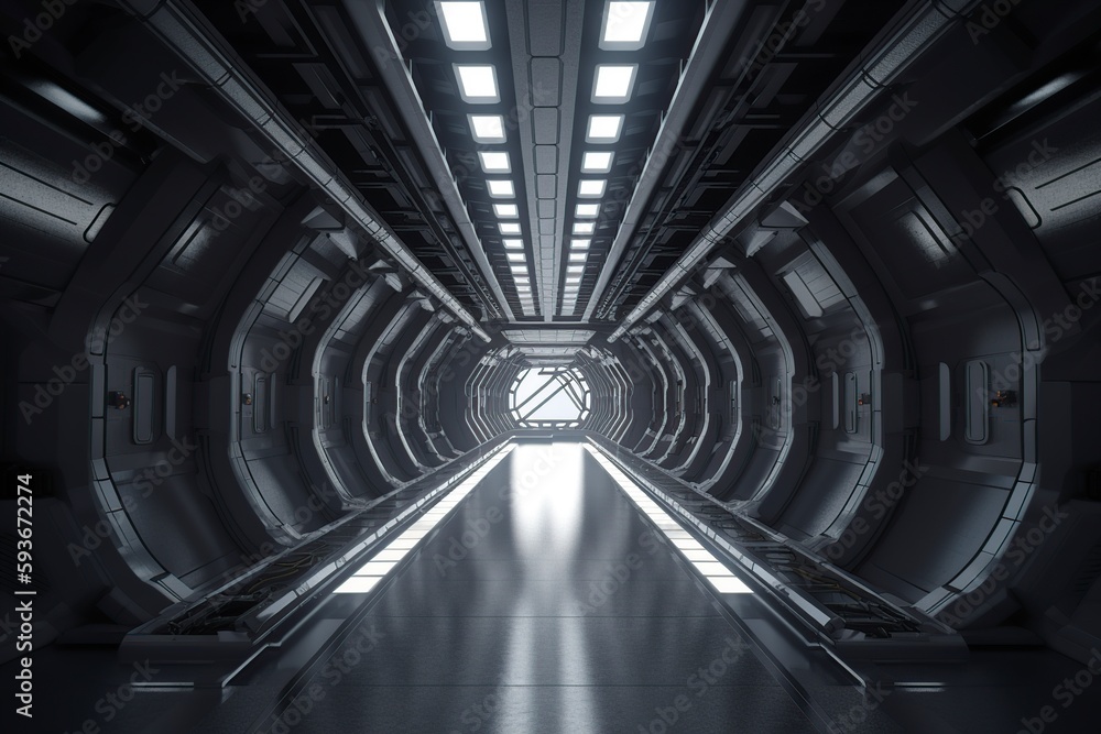 illustration, futuristic tunnel, ai generative illustration, futuristic tunnel, ai generative