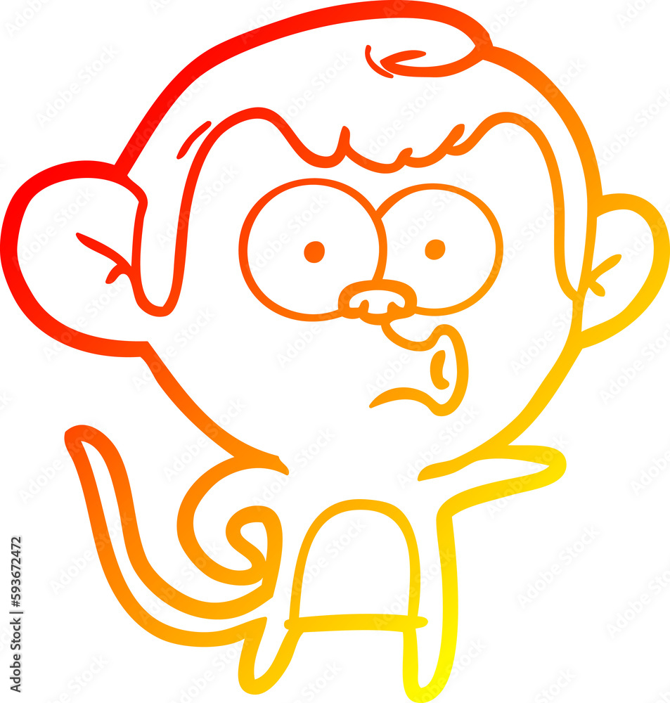 warm gradient line drawing cartoon pointing monkey warm gradient line drawing cartoon pointing monkey