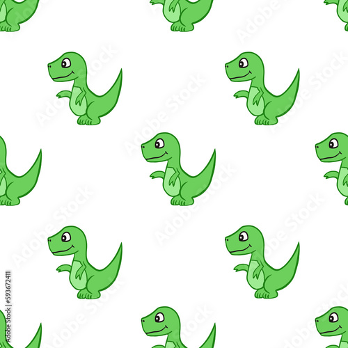 seamless pattern with green dinosaur 