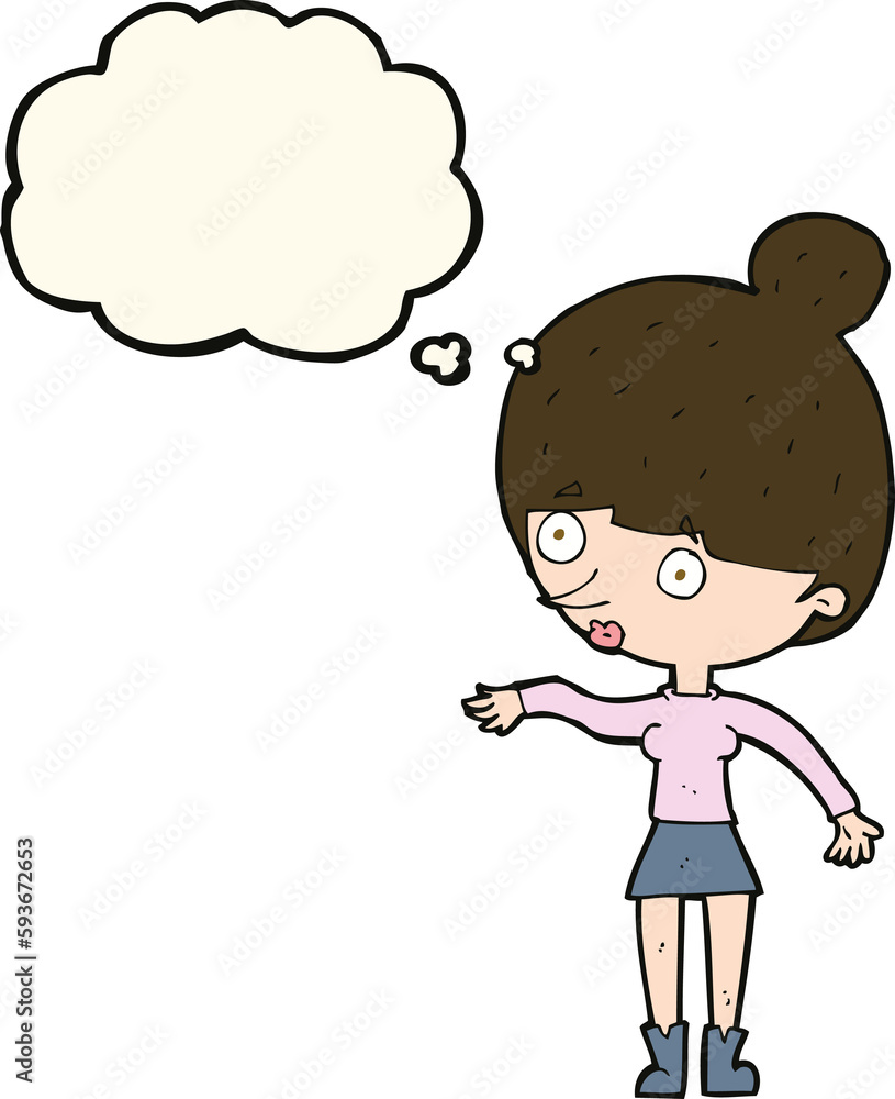 cartoon surprised woman with thought bubble cartoon surprised woman with thought bubble