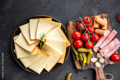 Cuadro en lienzo raclette cheese meal appetizer food meal food snack on the table copy space food
