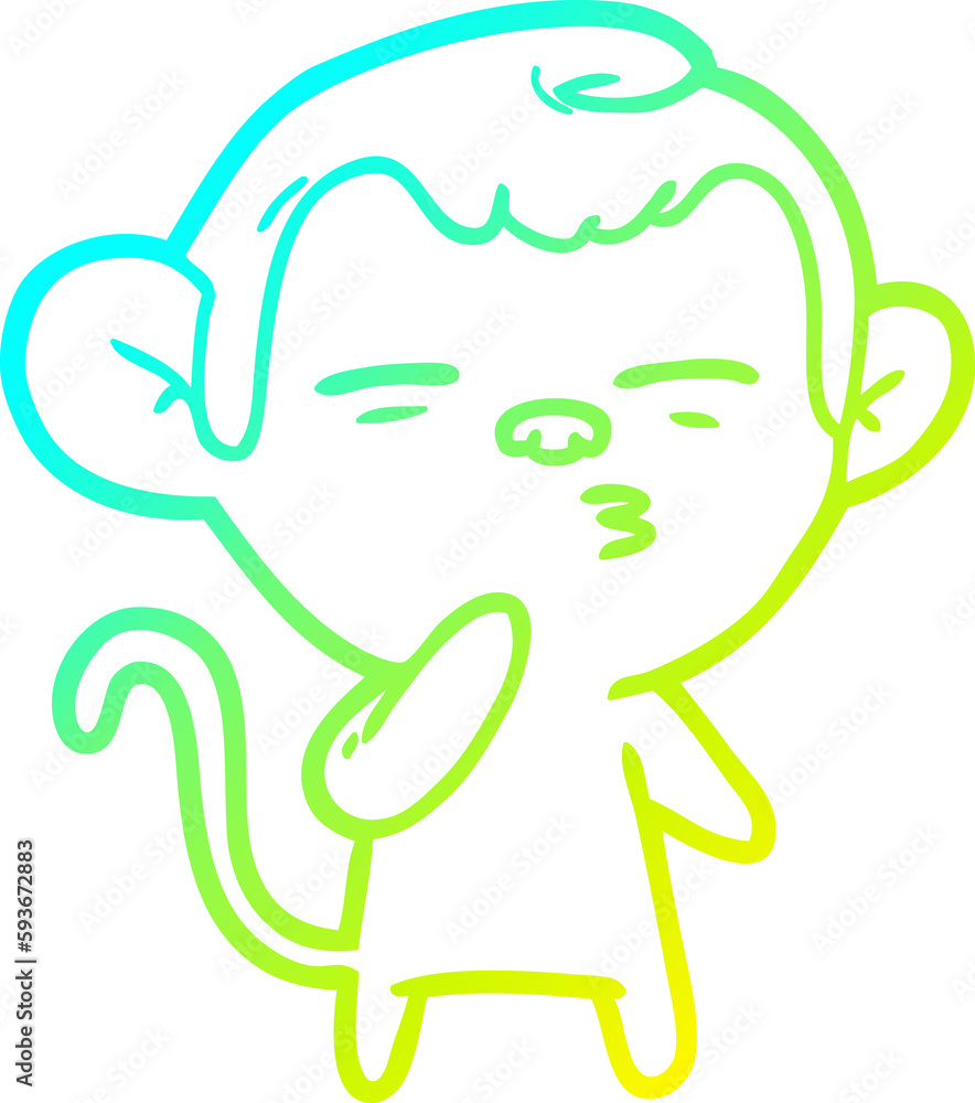 cold gradient line drawing cartoon suspicious monkey cold gradient line drawing cartoon suspicious monkey