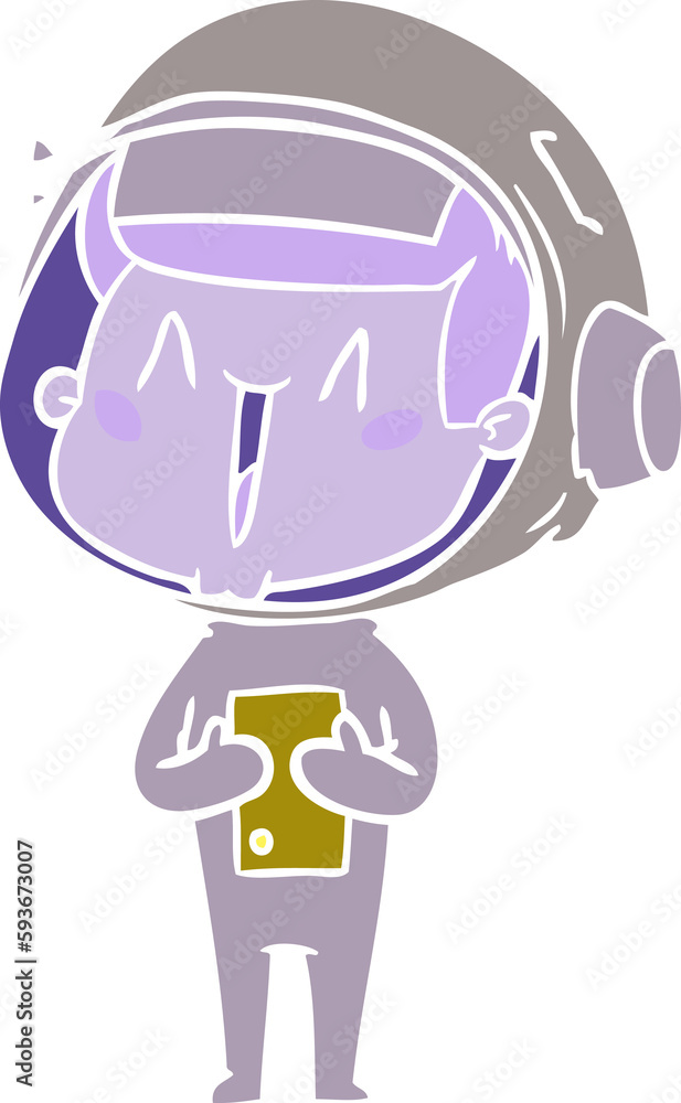 Fototapeta premium happy flat color style cartoon astronaut