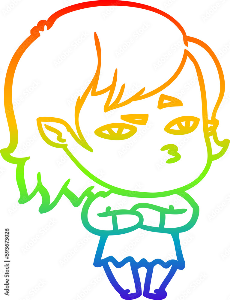 rainbow gradient line drawing cartoon vampire girl rainbow gradient line drawing cartoon vampire girl