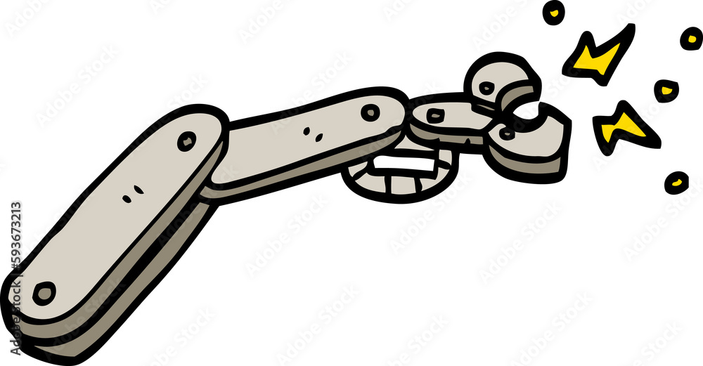 hand drawn doodle style cartoon robot arm
