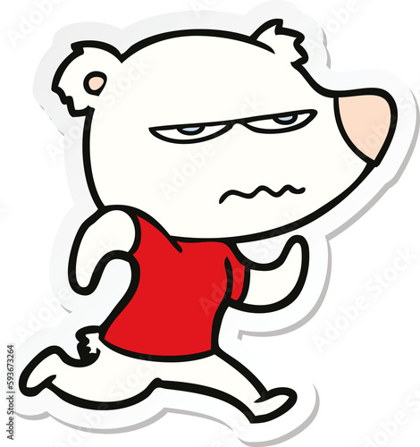 sticker of a angry bear polar cartoon