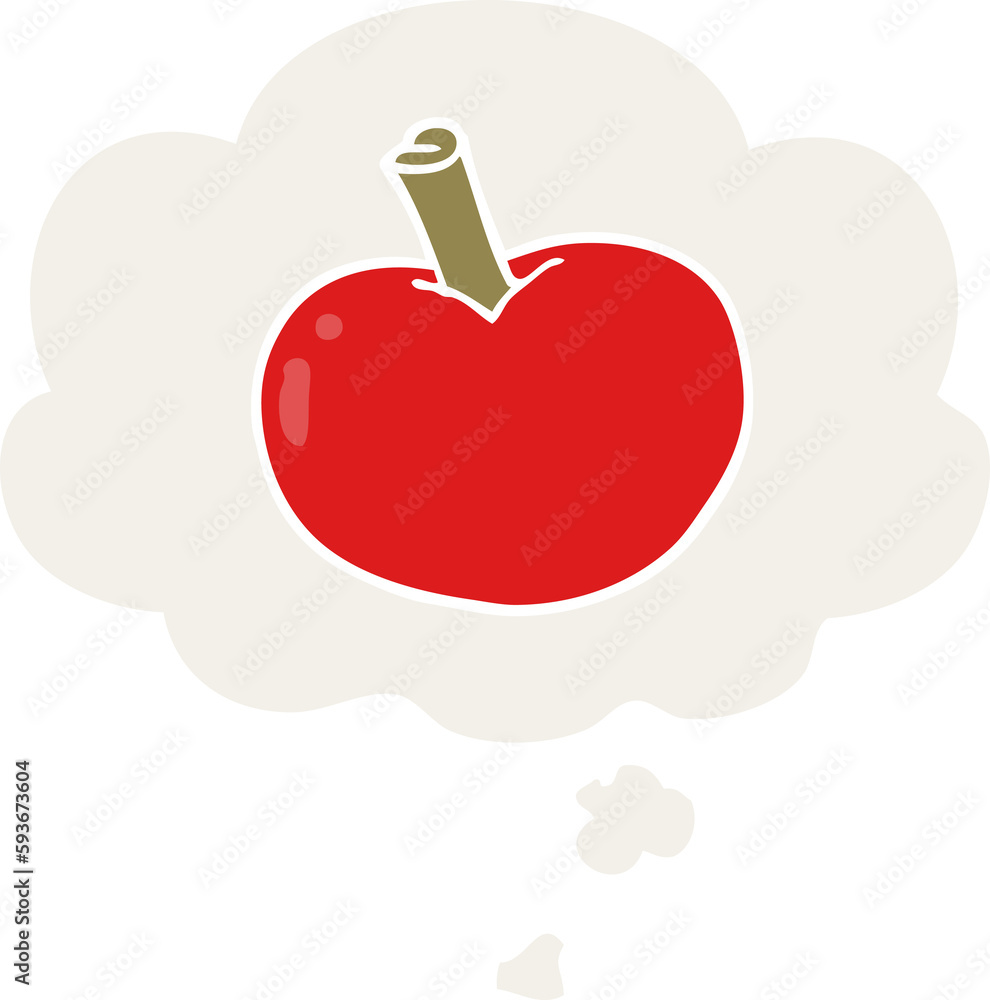 Obraz premium cartoon apple and thought bubble in retro style