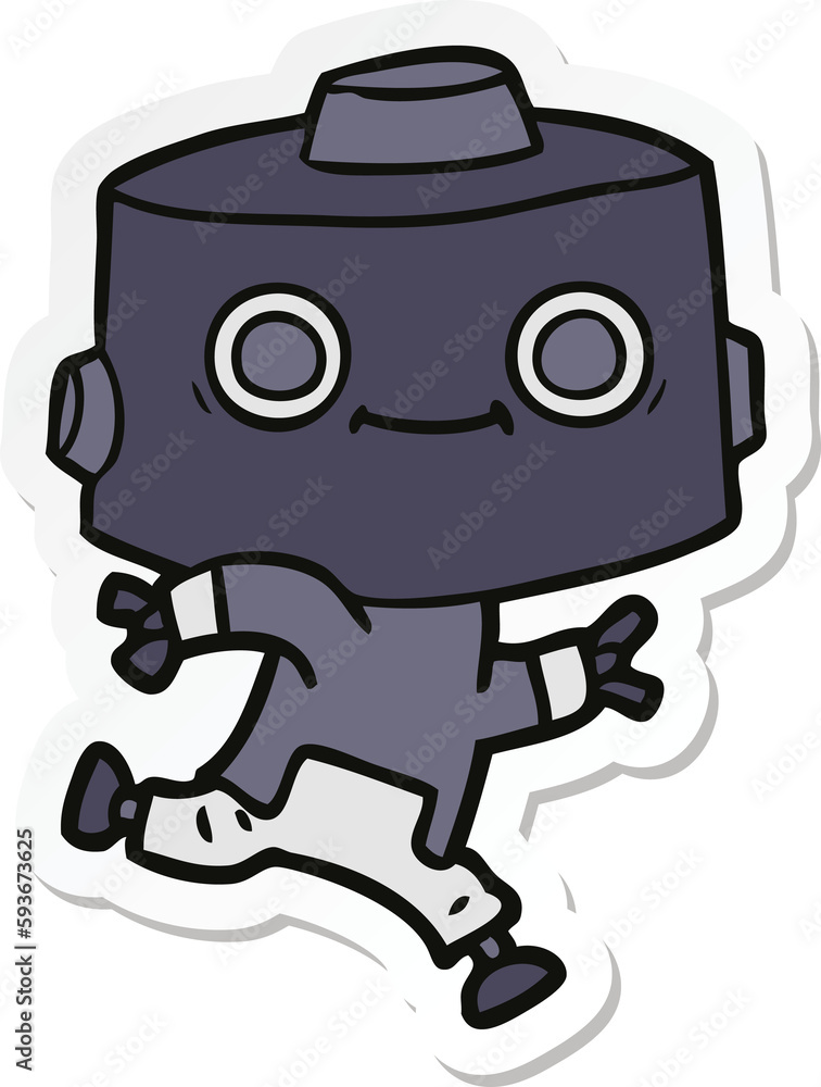 sticker of a cartoon robot sticker of a cartoon robot