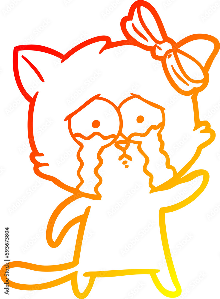 warm gradient line drawing cartoon cat warm gradient line drawing cartoon cat