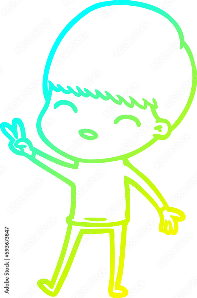 cold gradient line drawing happy cartoon boy cold gradient line drawing happy cartoon boy
