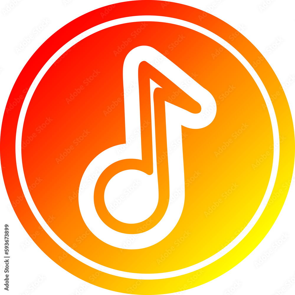 musical note circular in hot gradient spectrum musical note circular in hot gradient spectrum