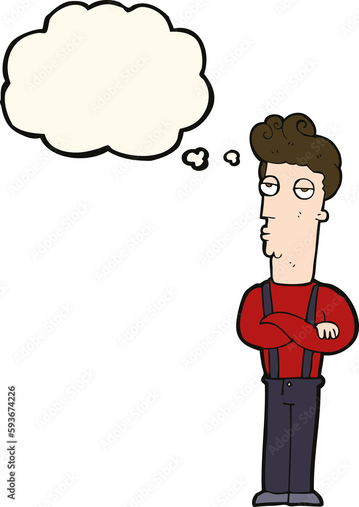 cartoon unimpressed man with thought bubble cartoon unimpressed man with thought bubble