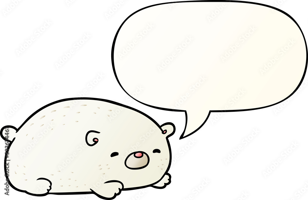 cute cartoon polar bear and speech bubble in smooth gradient style cute cartoon polar bear and speech bubble in smooth gradient style