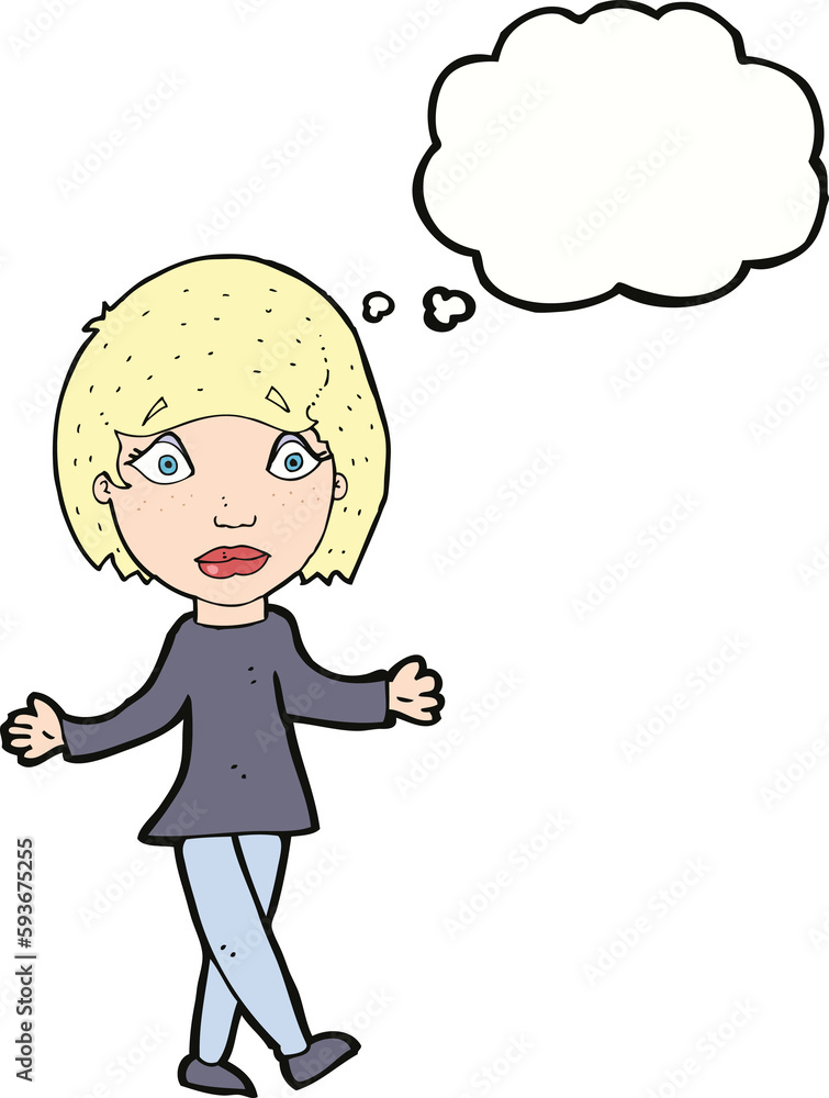 cartoon surprised woman with thought bubble cartoon surprised woman with thought bubble