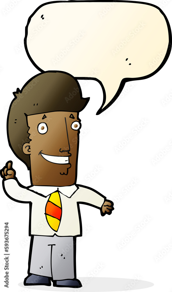 cartoon office man with idea with speech bubble cartoon office man with idea with speech bubble