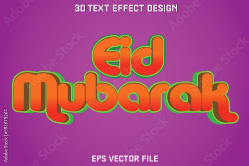 Eid Mubarak 3d text effect design