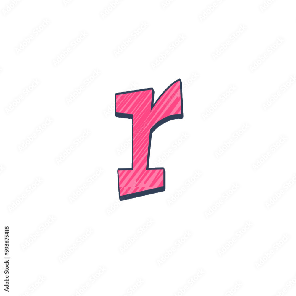 Fototapeta premium r typography alphabet letter, sticker format