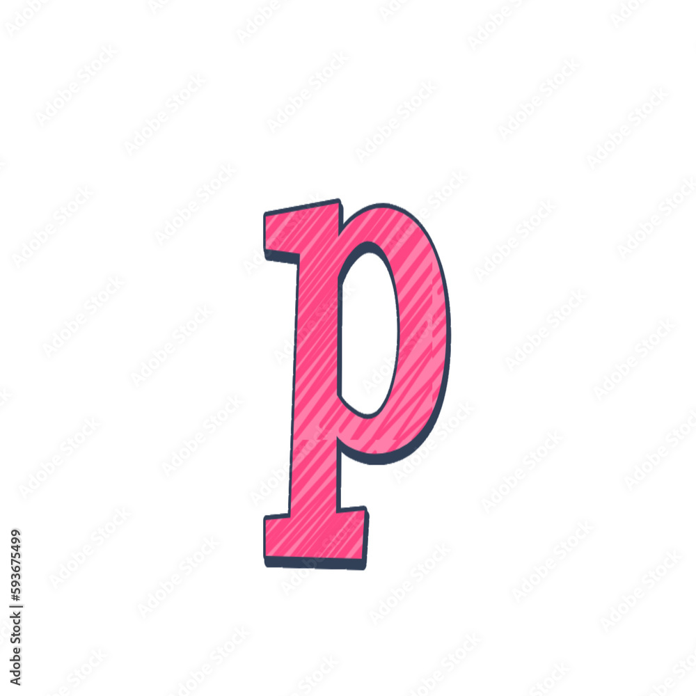 p typography alphabet letter, sticker format