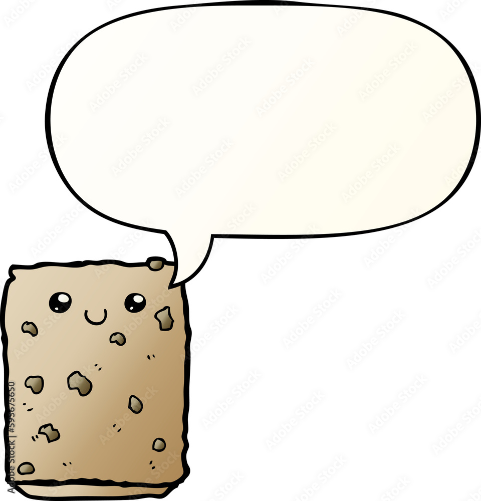 cartoon biscuit and speech bubble in smooth gradient style cartoon biscuit and speech bubble in smooth gradient style
