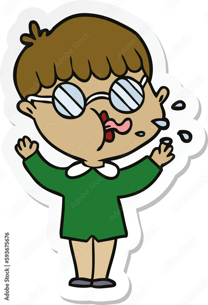 sticker of a cartoon boy wearing spectacles sticker of a cartoon boy wearing spectacles