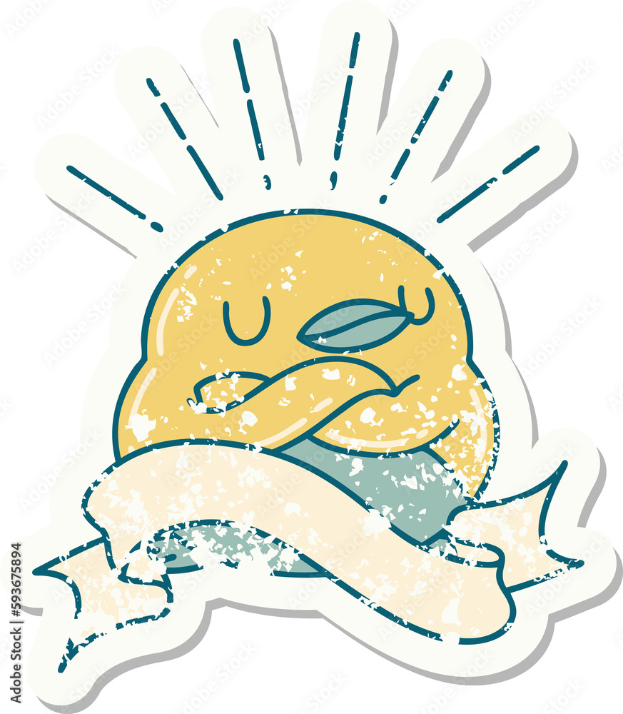grunge sticker of tattoo style robin with folded wings grunge sticker of tattoo style robin with folded wings