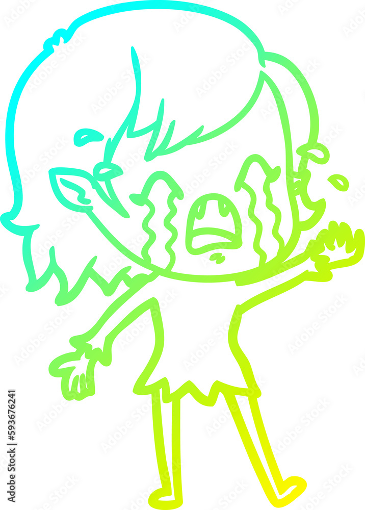 cold gradient line drawing cartoon crying vampire girl cold gradient line drawing cartoon crying vampire girl