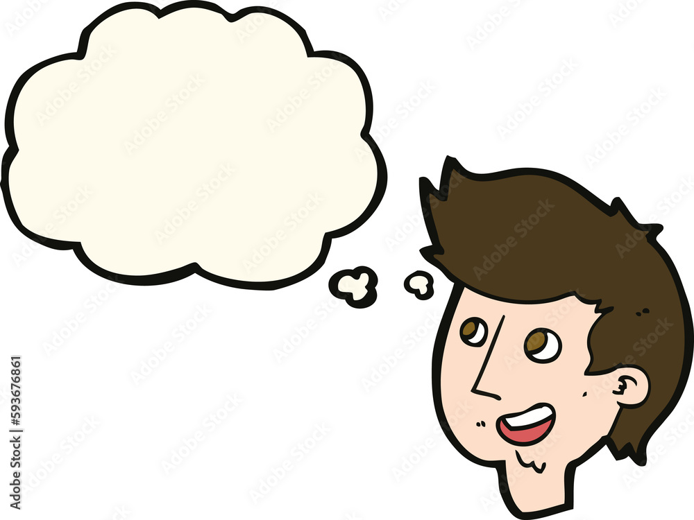 cartoon happy boy face with thought bubble cartoon happy boy face with thought bubble
