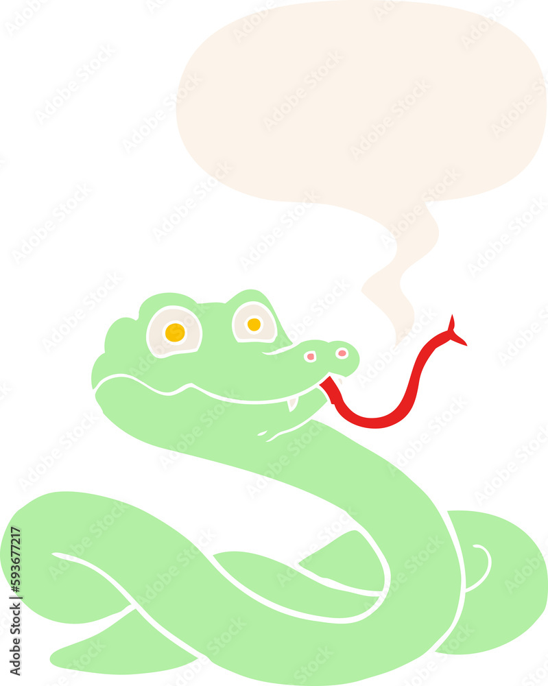cartoon snake and speech bubble in retro style cartoon snake and speech bubble in retro style