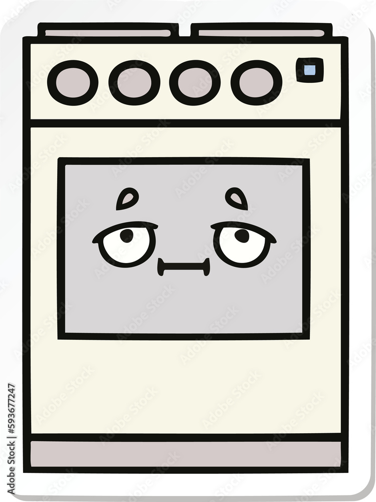 sticker of a cute cartoon kitchen oven sticker of a cute cartoon kitchen oven