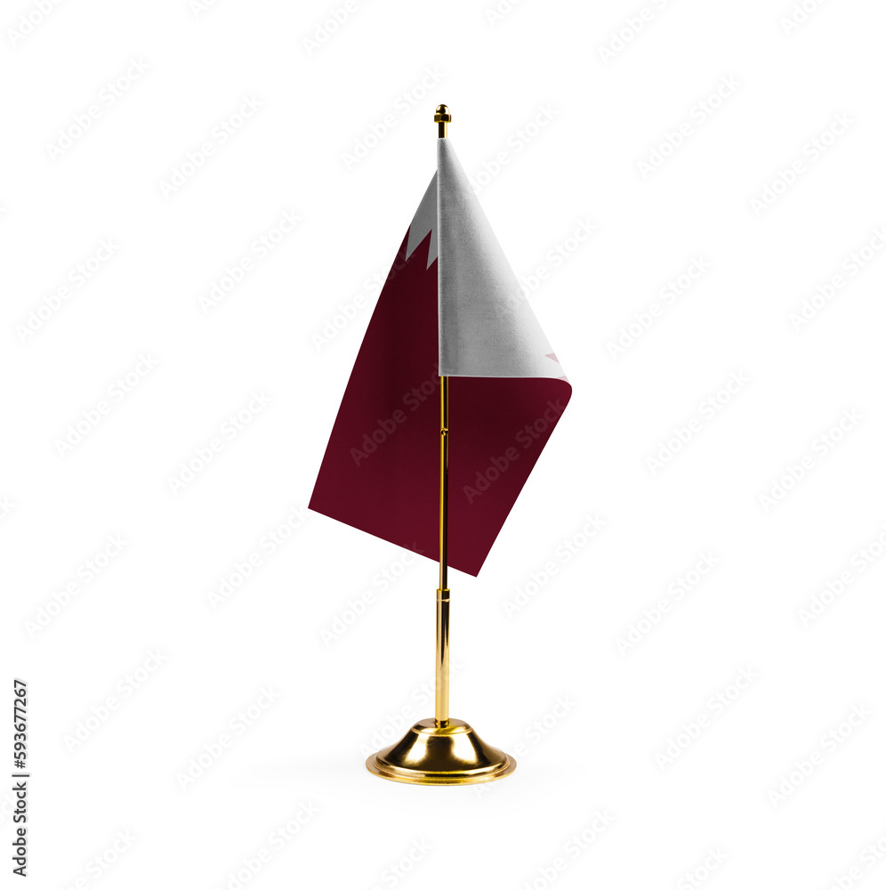 Small national flag of the Qatar on a white background Small national flag of the Qatar on a white background