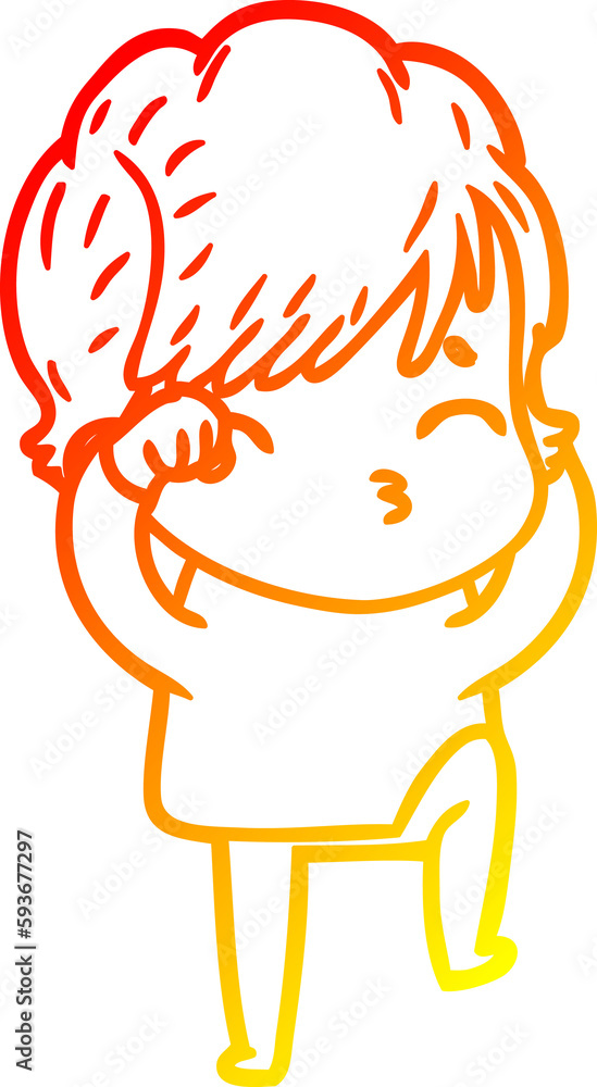 warm gradient line drawing cartoon woman thinking warm gradient line drawing cartoon woman thinking