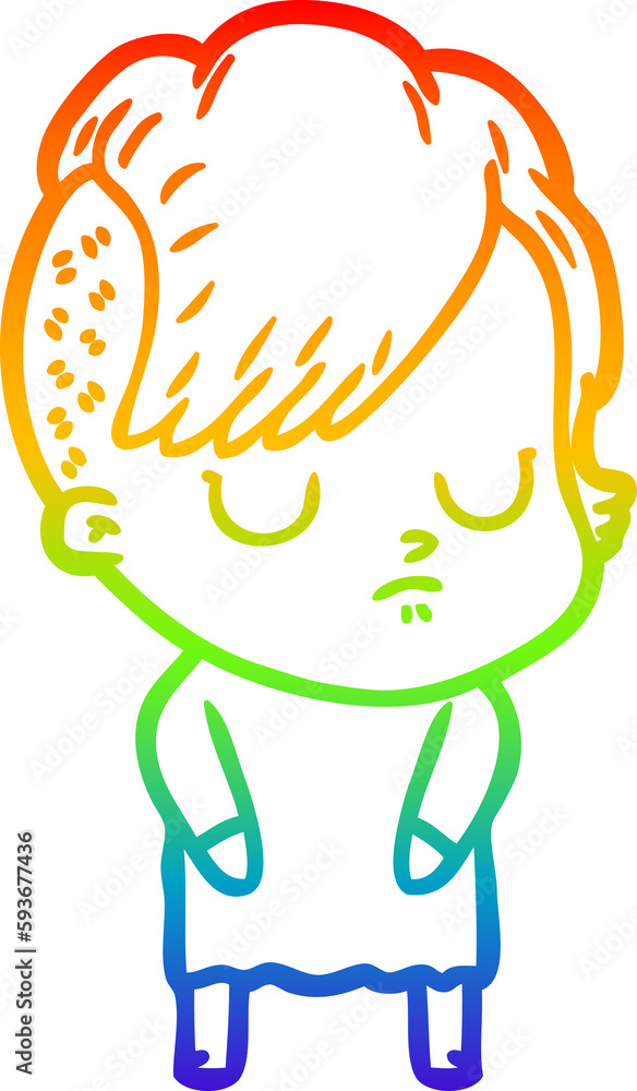 rainbow gradient line drawing cartoon woman rainbow gradient line drawing cartoon woman