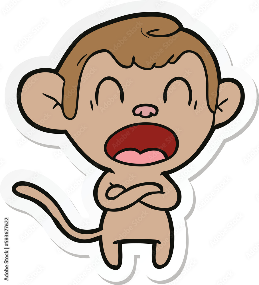 sticker of a shouting cartoon monkey sticker of a shouting cartoon monkey