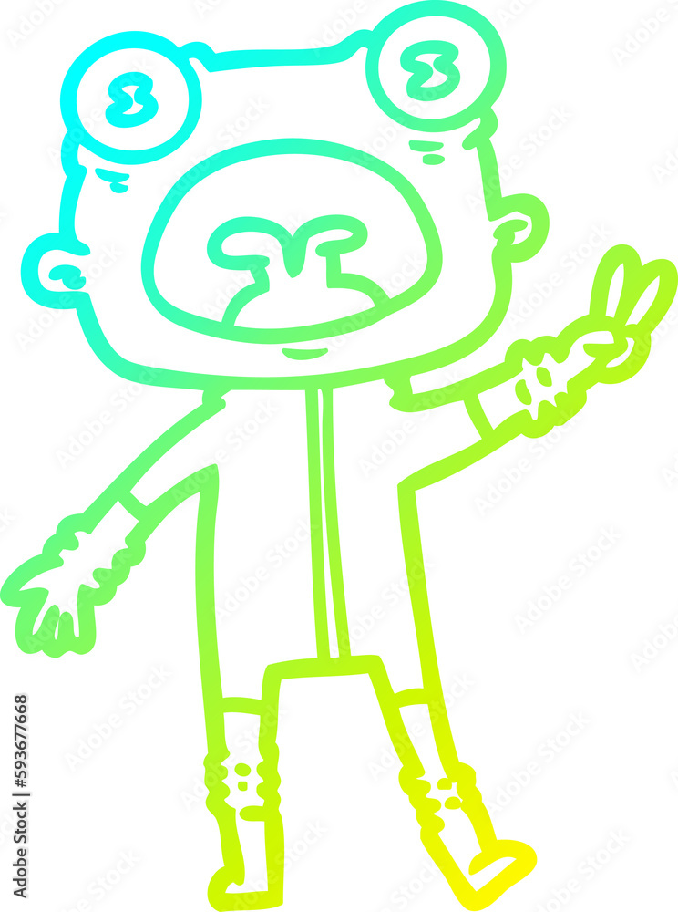 cold gradient line drawing cartoon weird alien waving cold gradient line drawing cartoon weird alien waving