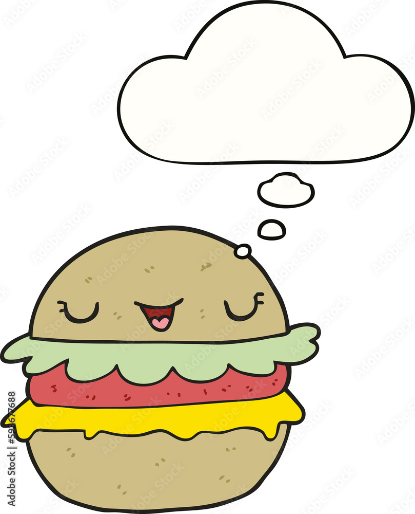 cartoon burger and thought bubble cartoon burger and thought bubble
