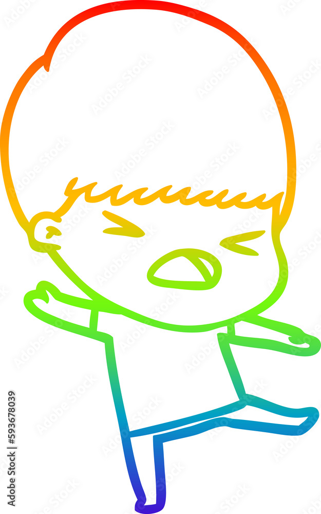 Obraz premium rainbow gradient line drawing cartoon stressed man
