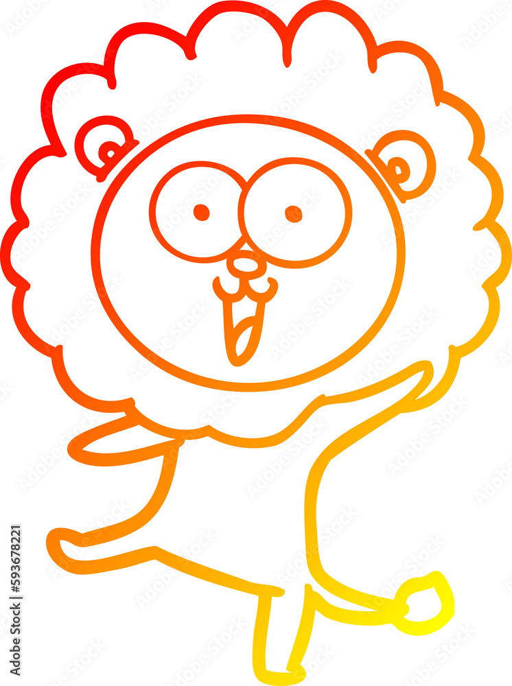 warm gradient line drawing happy cartoon lion warm gradient line drawing happy cartoon lion
