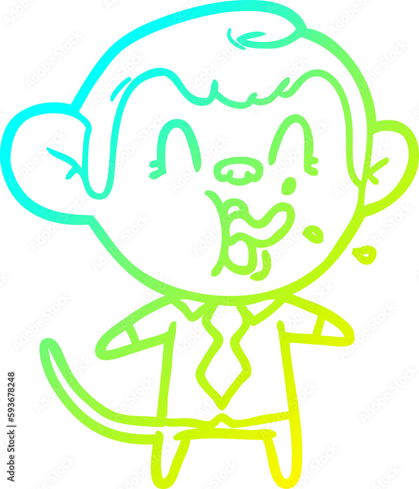 cold gradient line drawing crazy cartoon business monkey cold gradient line drawing crazy cartoon business monkey