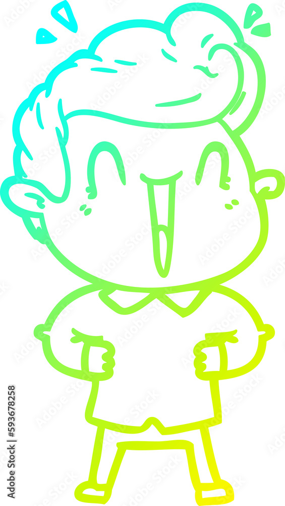 cold gradient line drawing cartoon excited man cold gradient line drawing cartoon excited man