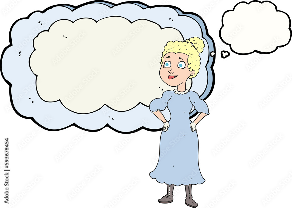thought bubble cartoon victorian woman in dress thought bubble cartoon victorian woman in dress